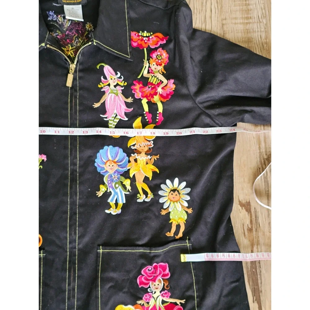 Bob Mackie Wearable Art Jacket XL Black The Parade of the Flowers Embroidered - Picture 7 of 9
